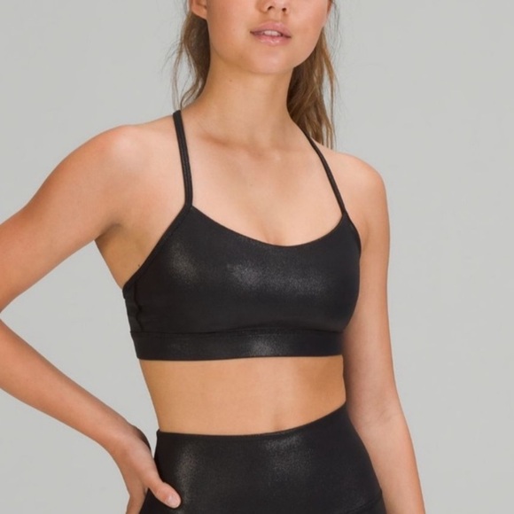 Lululemon Flow Y Sports Bra Black Shine 2 - Picture 1 of 5